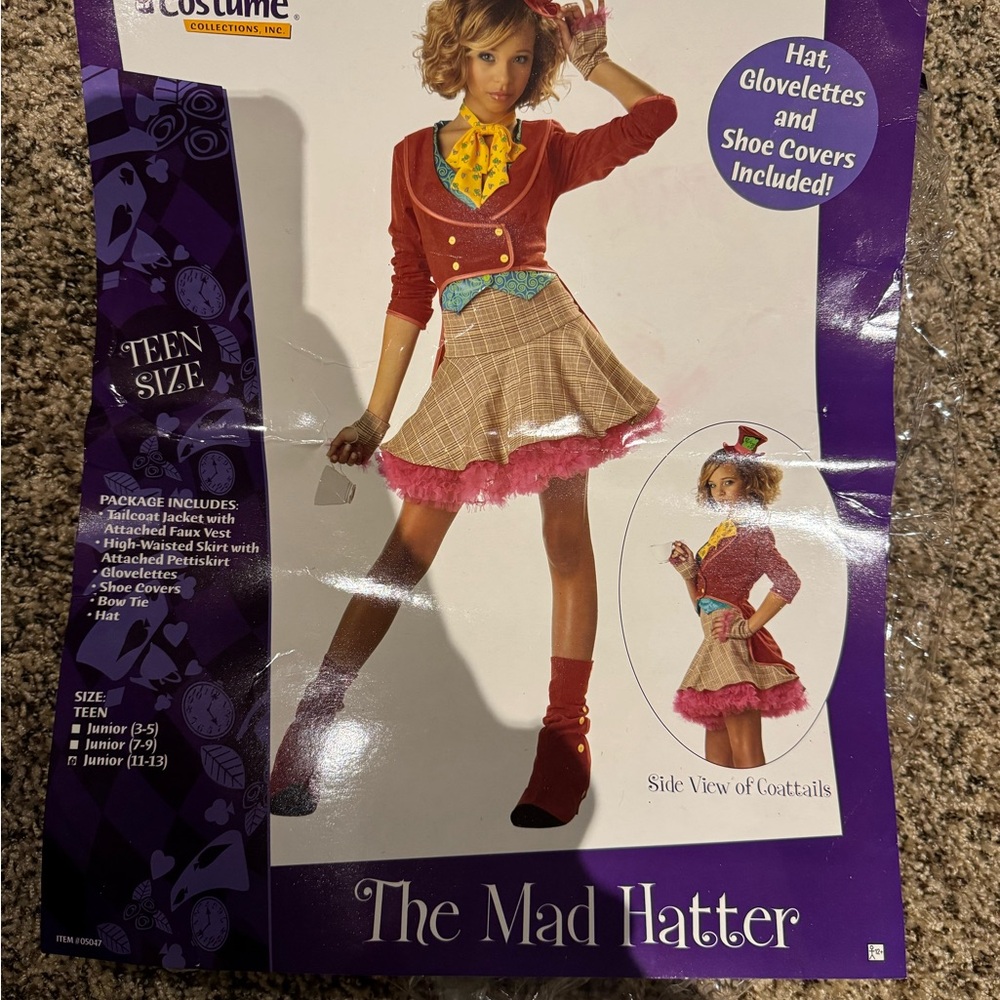 Juniors Mad Hatter Costume with Pink Accents Size 11-13 Large